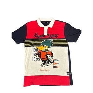 8ighth Dstrkt‎ Men's Polo Shirt Duck Carpet Mascot Red Colorblock  Sz XL